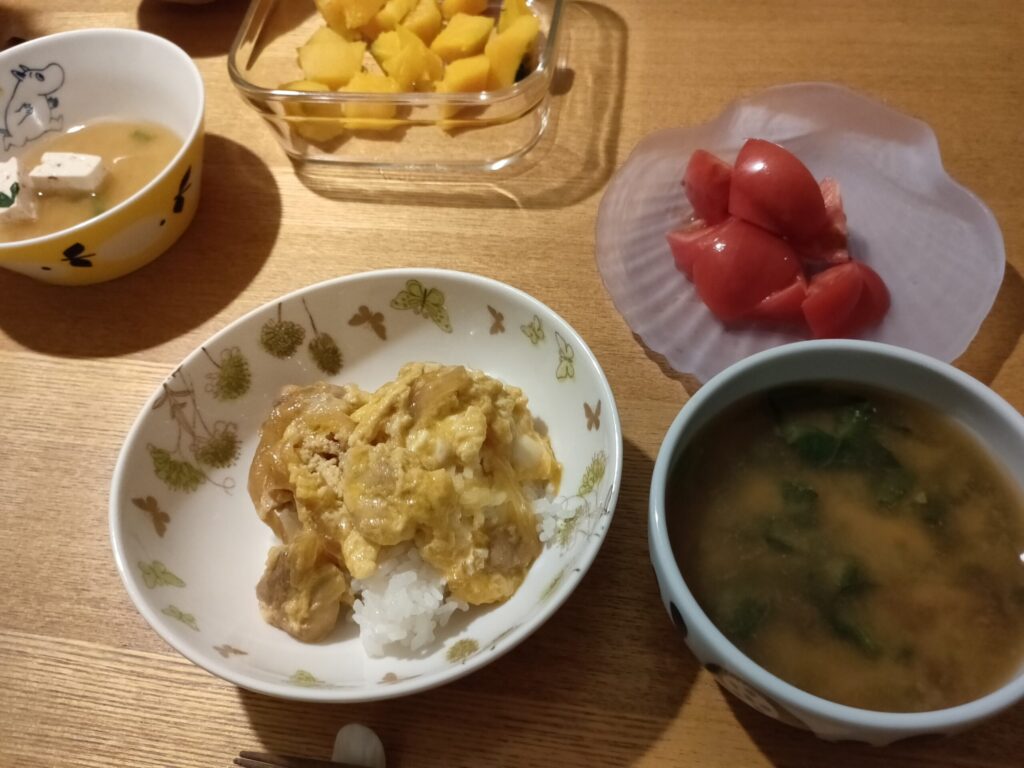 トロトロ卵の親子丼の夕食